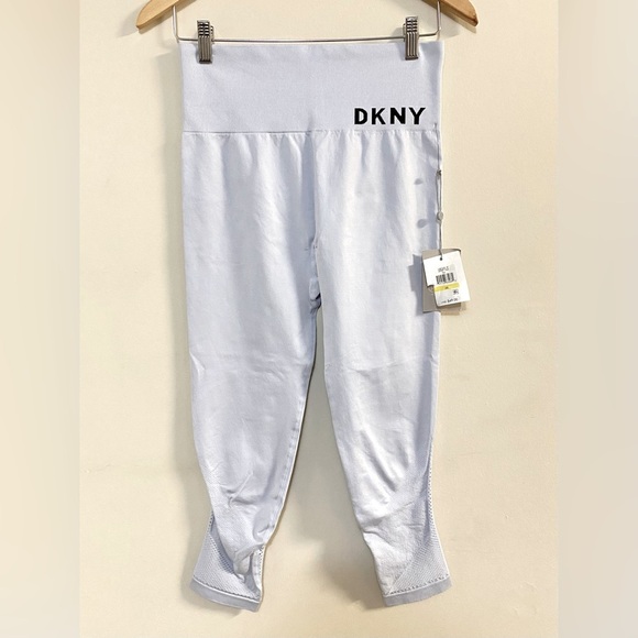 DKNY SPORT Womens Light Blue Stretch Logo Graphic ActiveWear High Waist Leggings - Picture 6 of 10